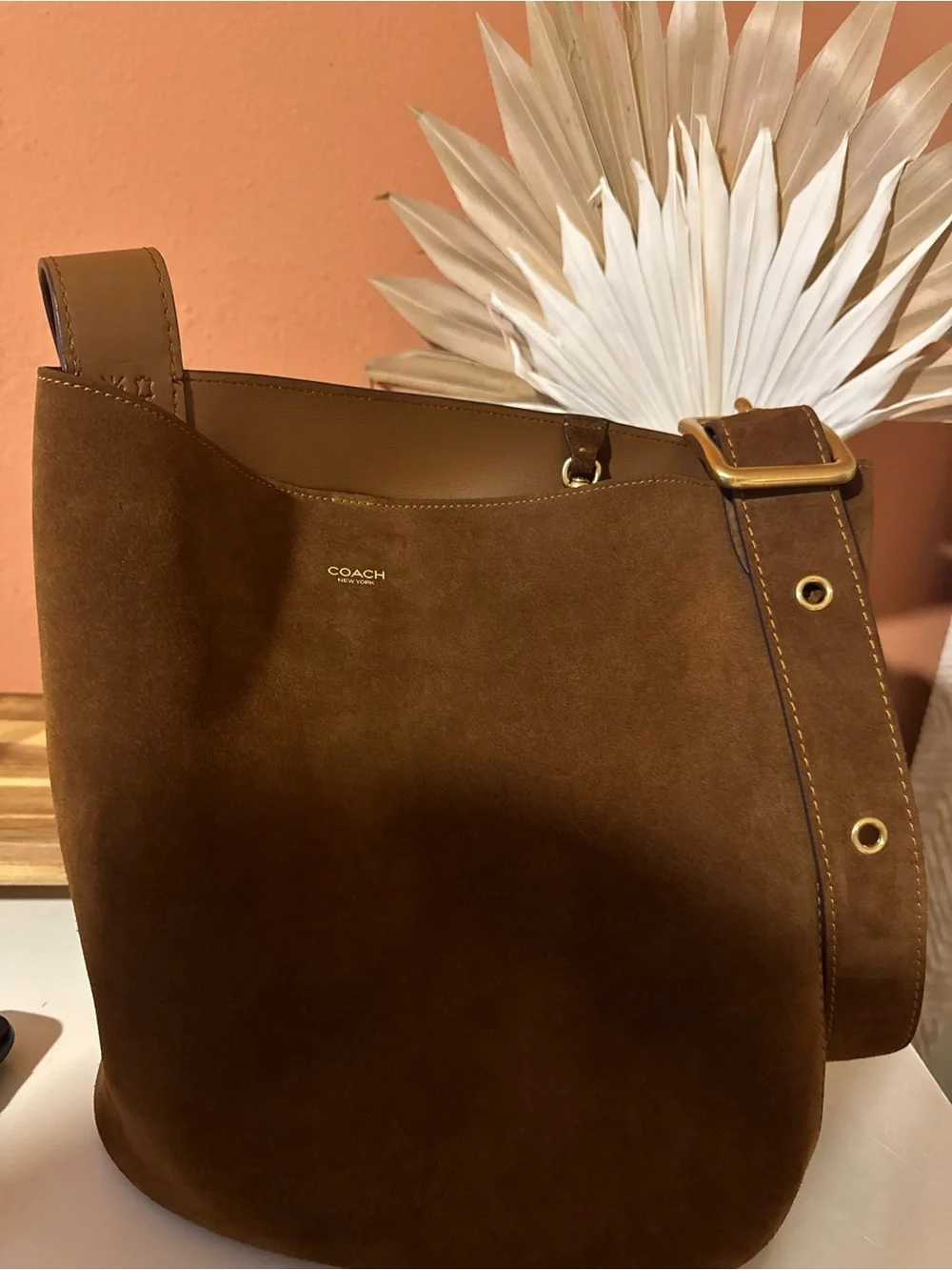 Coach Bleeker Bucket in Watm Brown Suede